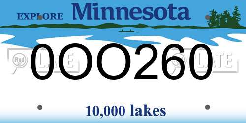 0OO260 Minnesota License Plate