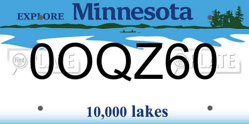 0OQZ60 Minnesota License Plate