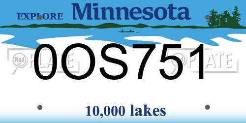 0OS751 Minnesota License Plate
