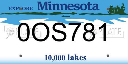0OS781 Minnesota License Plate