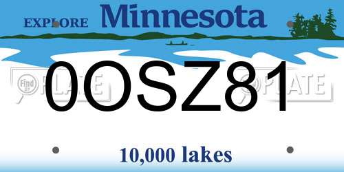0OSZ81 Minnesota License Plate