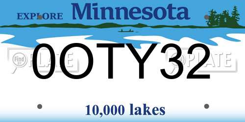 0OTY32 Minnesota License Plate