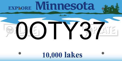 0OTY37 Minnesota License Plate