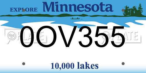 0OV355 Minnesota License Plate