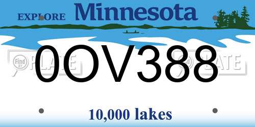 0OV388 Minnesota License Plate