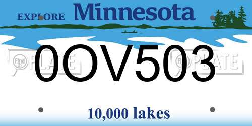 0OV503 Minnesota License Plate