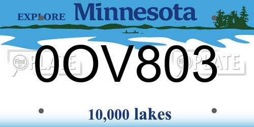 0OV803 Minnesota License Plate