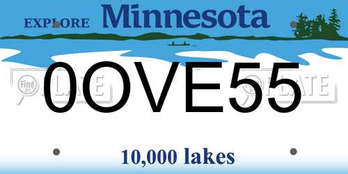 0OVE55 Minnesota License Plate