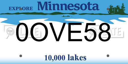 0OVE58 Minnesota License Plate