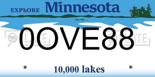 0OVE88 Minnesota License Plate
