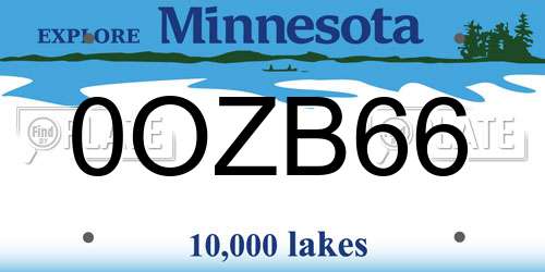 0OZB66 Minnesota License Plate