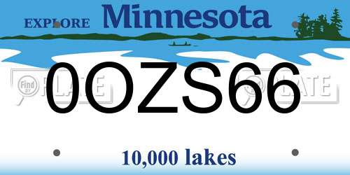 0OZS66 Minnesota License Plate