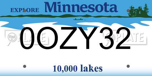 0OZY32 Minnesota License Plate