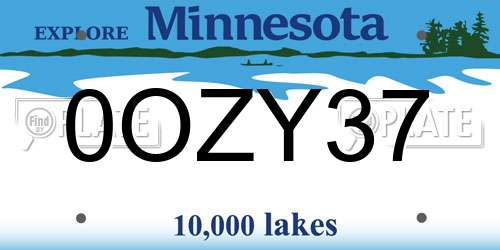 0OZY37 Minnesota License Plate
