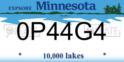 0P44G4 Minnesota License Plate