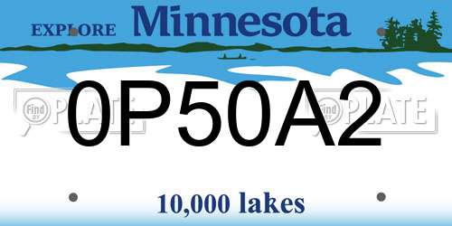 0P50A2 Minnesota License Plate