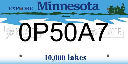 0P50A7 Minnesota License Plate