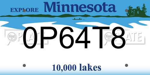 0P64T8 Minnesota License Plate