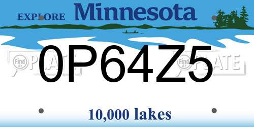 0P64Z5 Minnesota License Plate