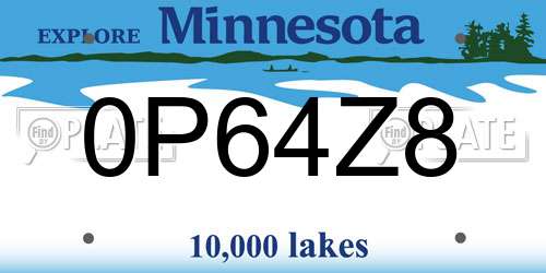 0P64Z8 Minnesota License Plate
