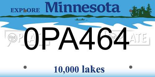 0PA464 Minnesota License Plate