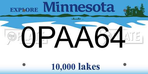0PAA64 Minnesota License Plate