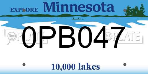 0PB047 Minnesota License Plate