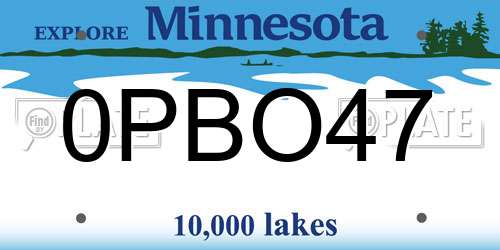 0PBO47 Minnesota License Plate