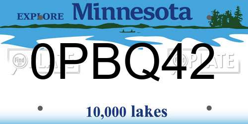 0PBQ42 Minnesota License Plate