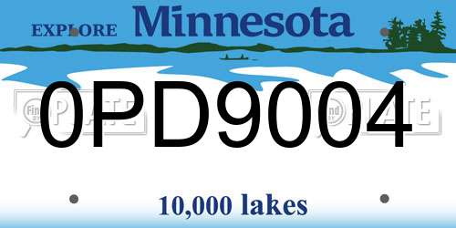 0PD9004 Minnesota License Plate