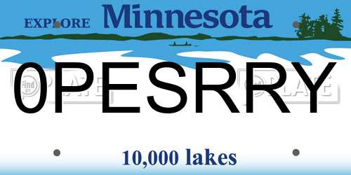 0PESRRY Minnesota License Plate