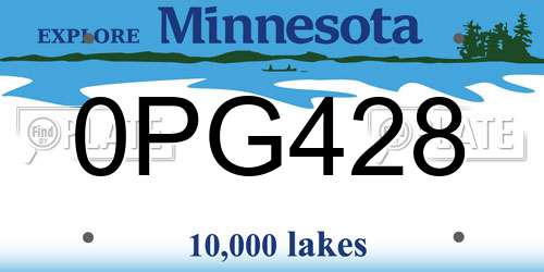 0PG428 Minnesota License Plate
