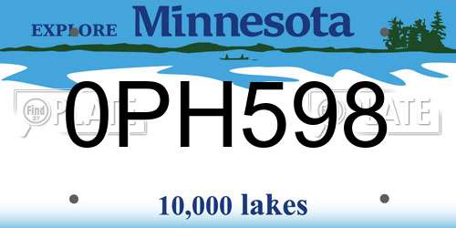 0PH598 Minnesota License Plate
