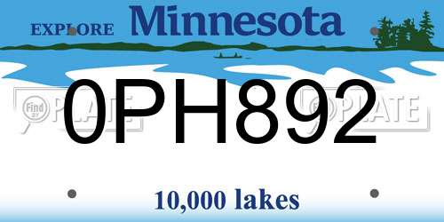 0PH892 Minnesota License Plate