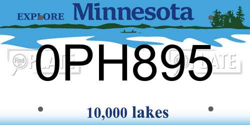 0PH895 Minnesota License Plate