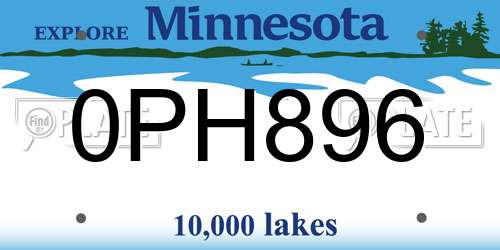 0PH896 Minnesota License Plate