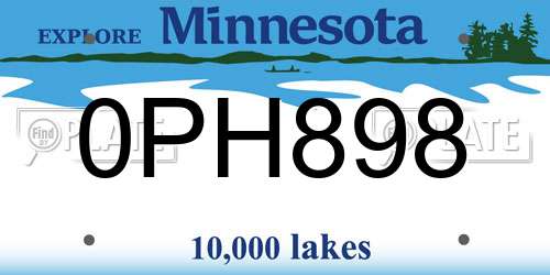 0PH898 Minnesota License Plate