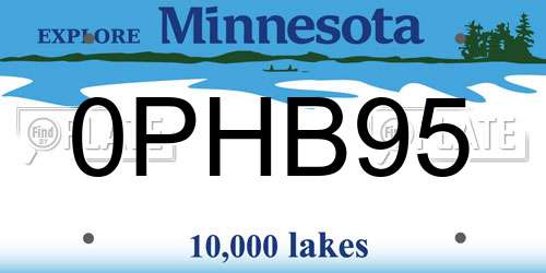 0PHB95 Minnesota License Plate
