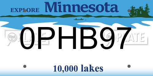 0PHB97 Minnesota License Plate