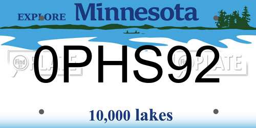 0PHS92 Minnesota License Plate