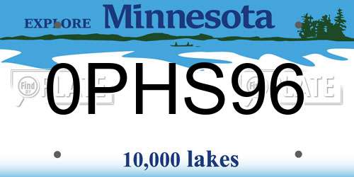 0PHS96 Minnesota License Plate