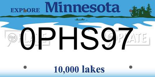0PHS97 Minnesota License Plate