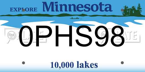 0PHS98 Minnesota License Plate