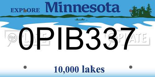 0PIB337 Minnesota License Plate