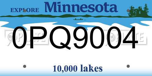0PQ9004 Minnesota License Plate