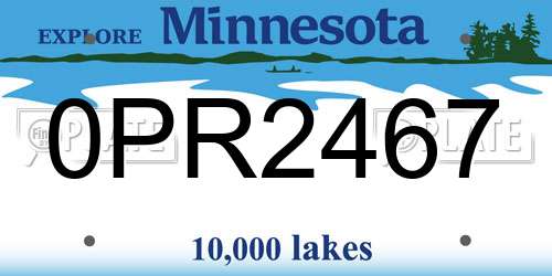 0PR2467 Minnesota License Plate