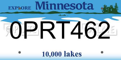 0PRT462 Minnesota License Plate