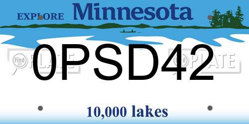 0PSD42 Minnesota License Plate