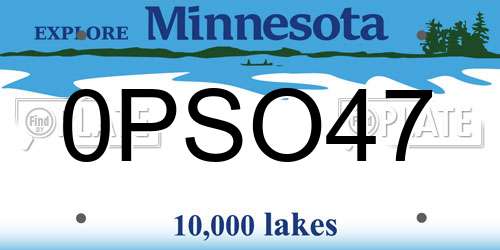 0PSO47 Minnesota License Plate
