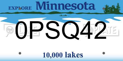 0PSQ42 Minnesota License Plate